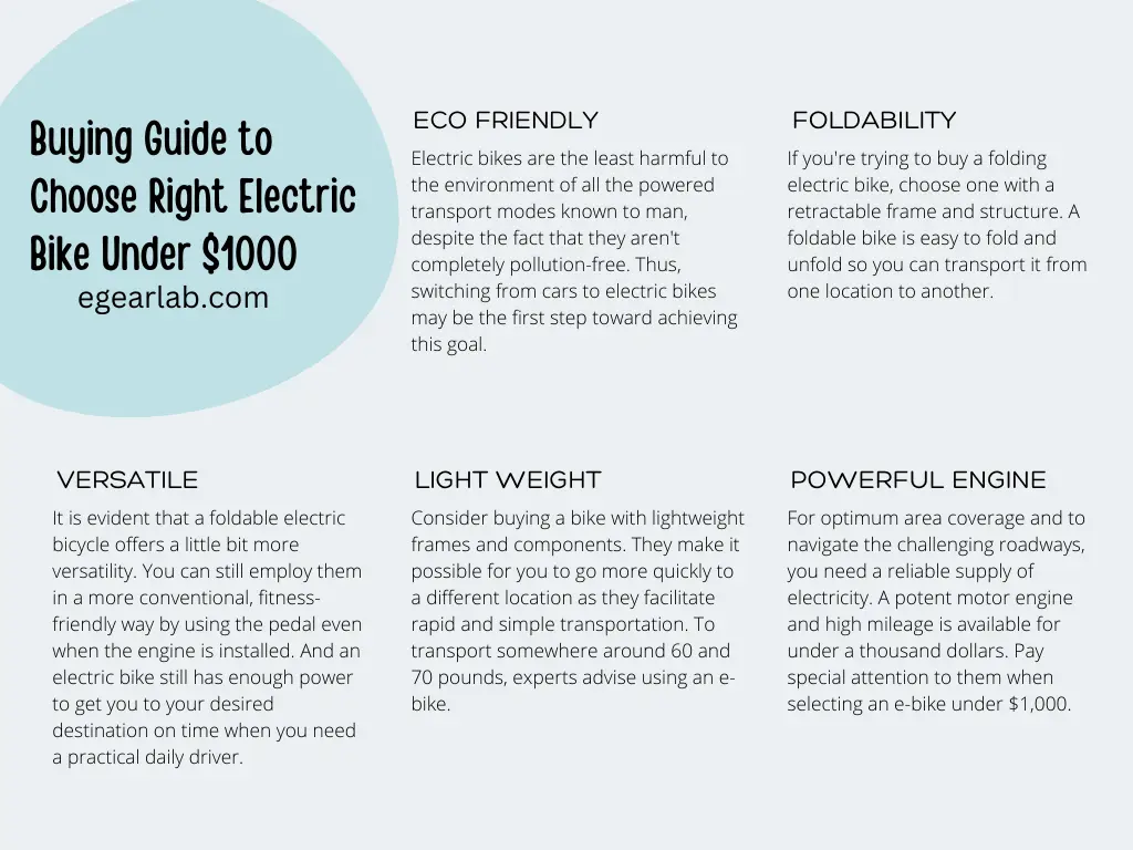 Buying Guide to Choose Right Electric Bike Under $1000